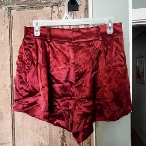 Free People High Waist Red Satin Shorts